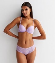 New Look Lilac Leopard Lace Push Up Bra